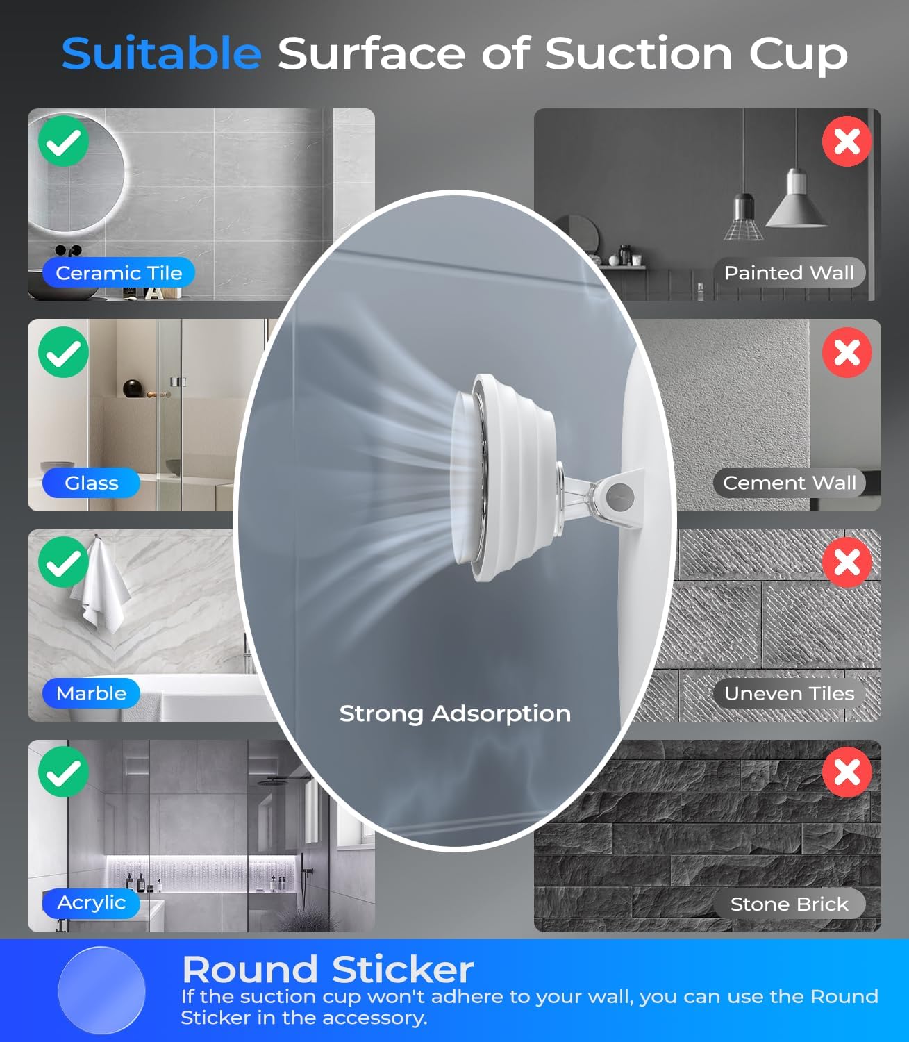Gospire Heated Shower Mirror Fog-Free Rechargeable