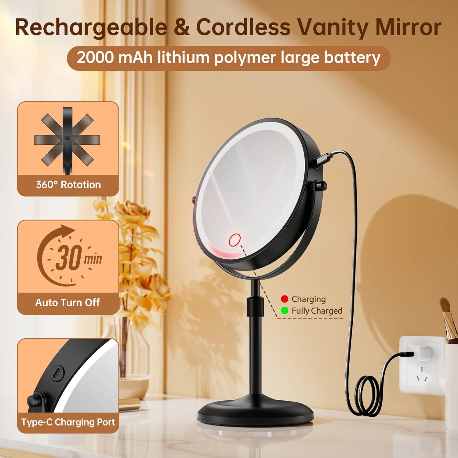 Gospire 7 Lighted Makeup Mirror with Magnification