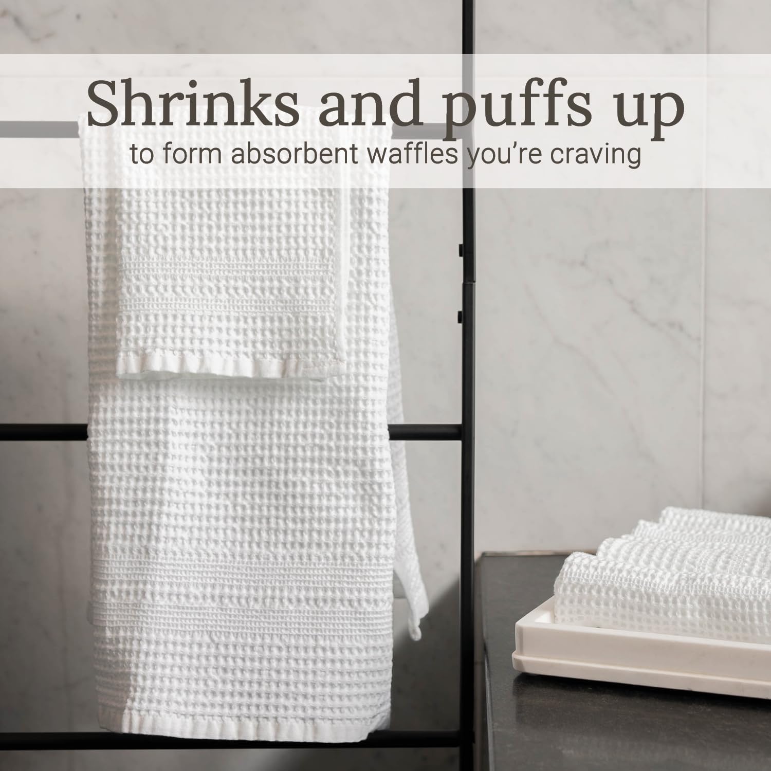 Elegant Large Waffle Towels for Bath Soft Cotton Set