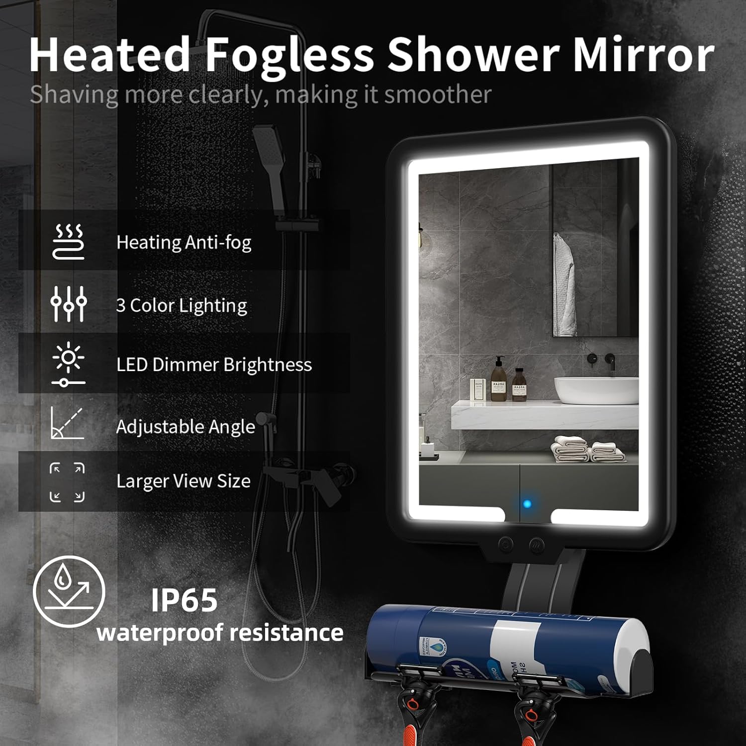 JJhxr Heated Fogless Shower Mirror for Shavers