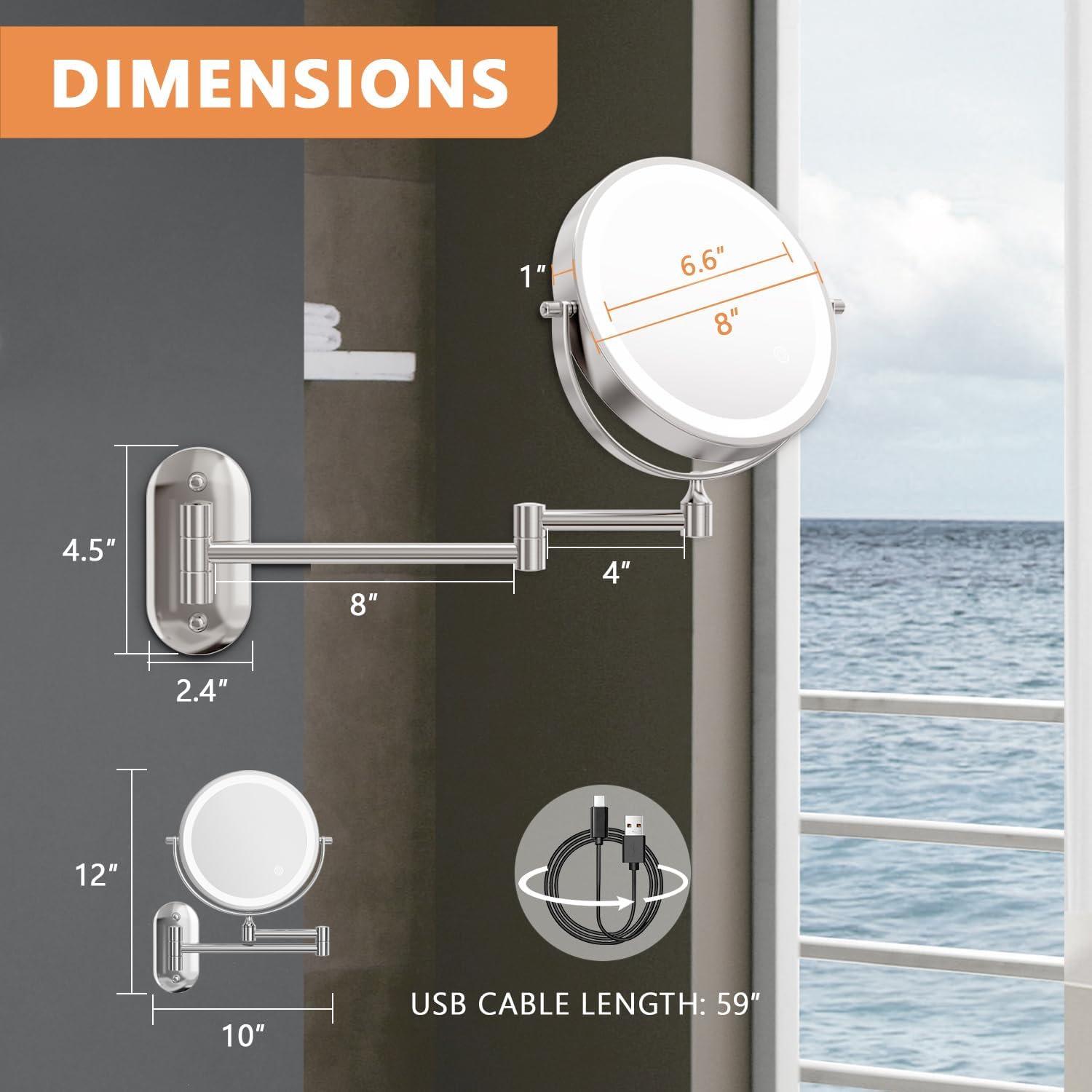 auxmir wall mounted makeup mirror