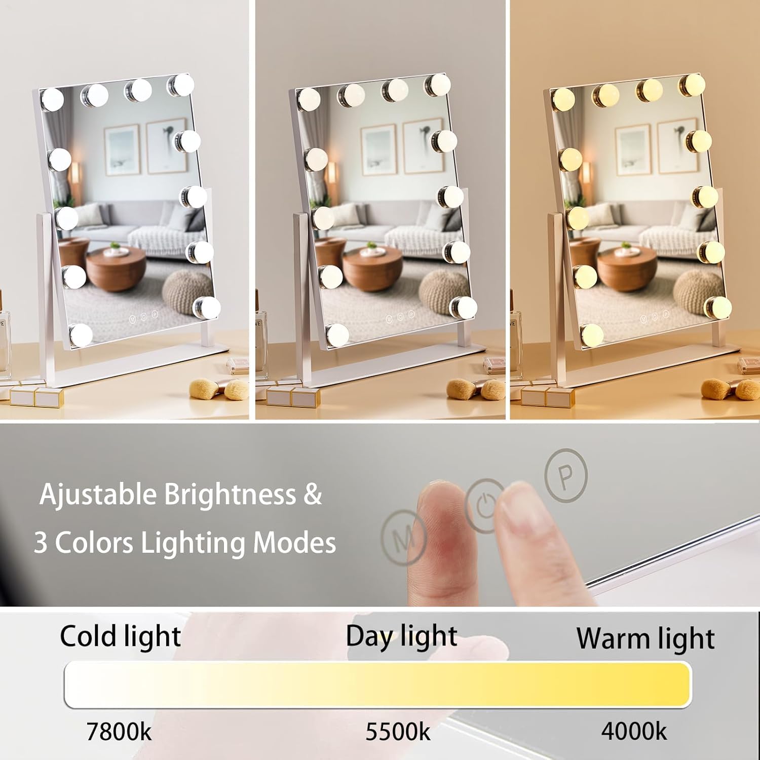 Vanity Mirror with 5X Magnification