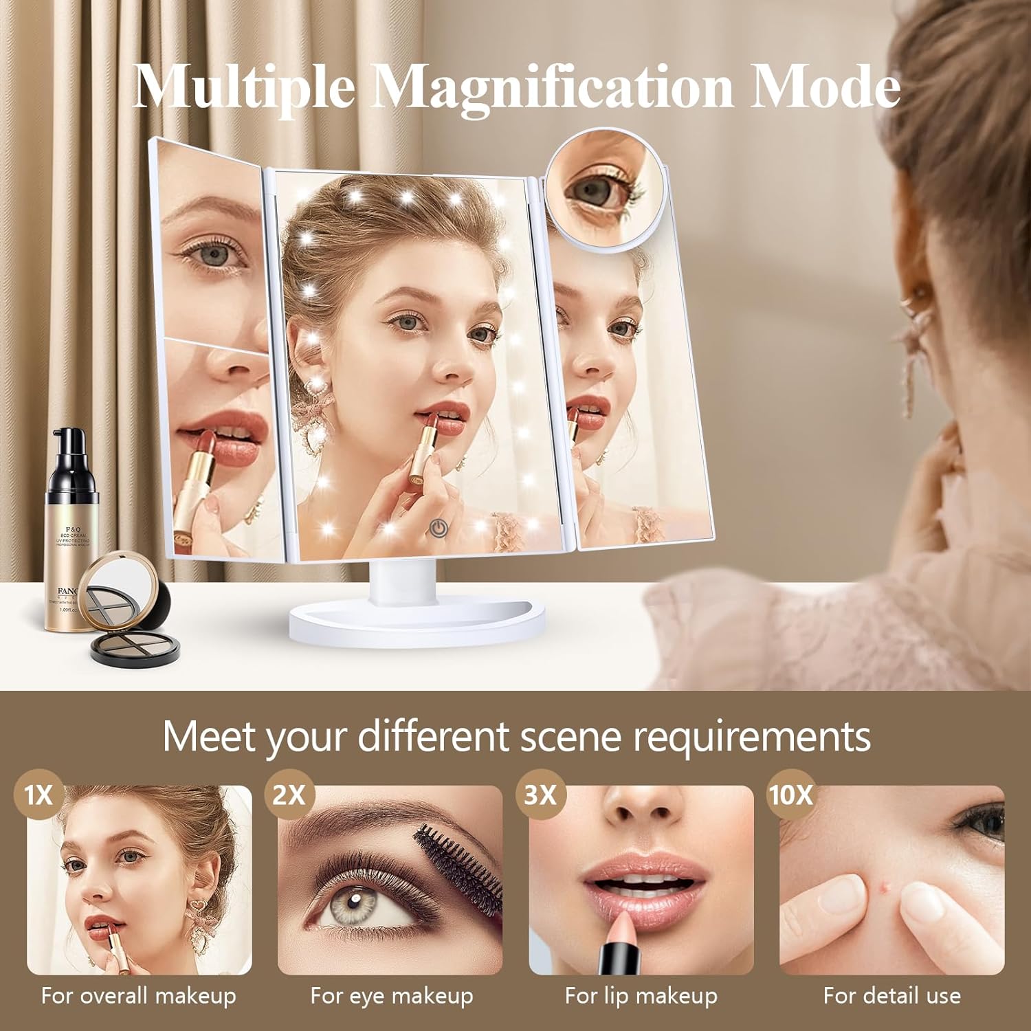 HUONUL Makeup Mirror Magnifying Vanity with Lights Touch Control