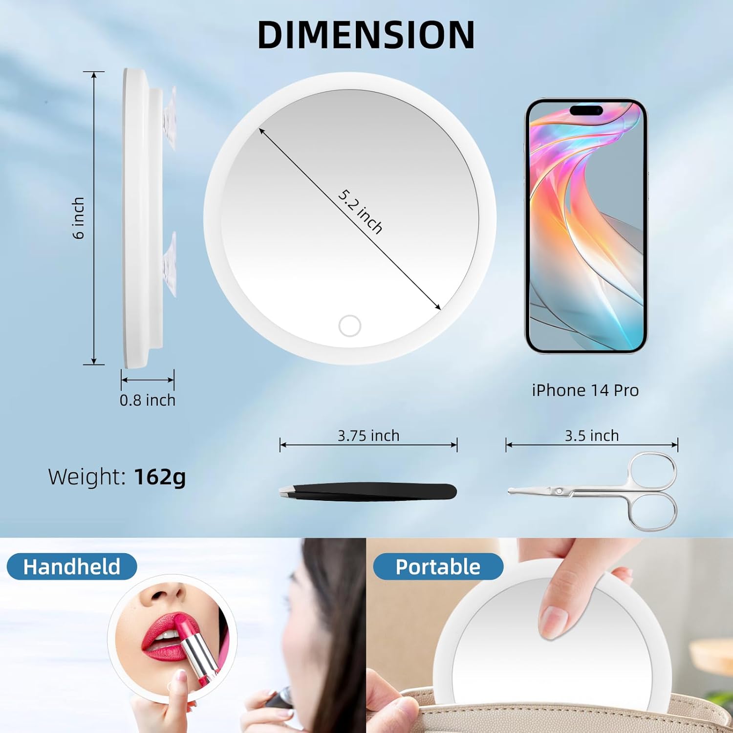 30X Magnifying Mirror with Lights Compact Travel Mirror