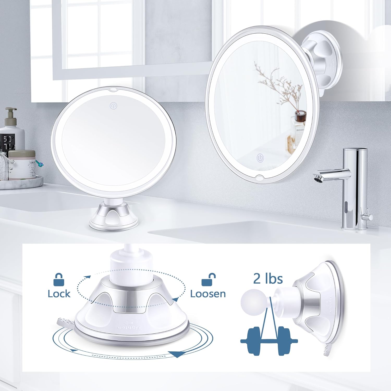 Strip-Down 30X Magnifying Mirror with Light for Precision Makeup