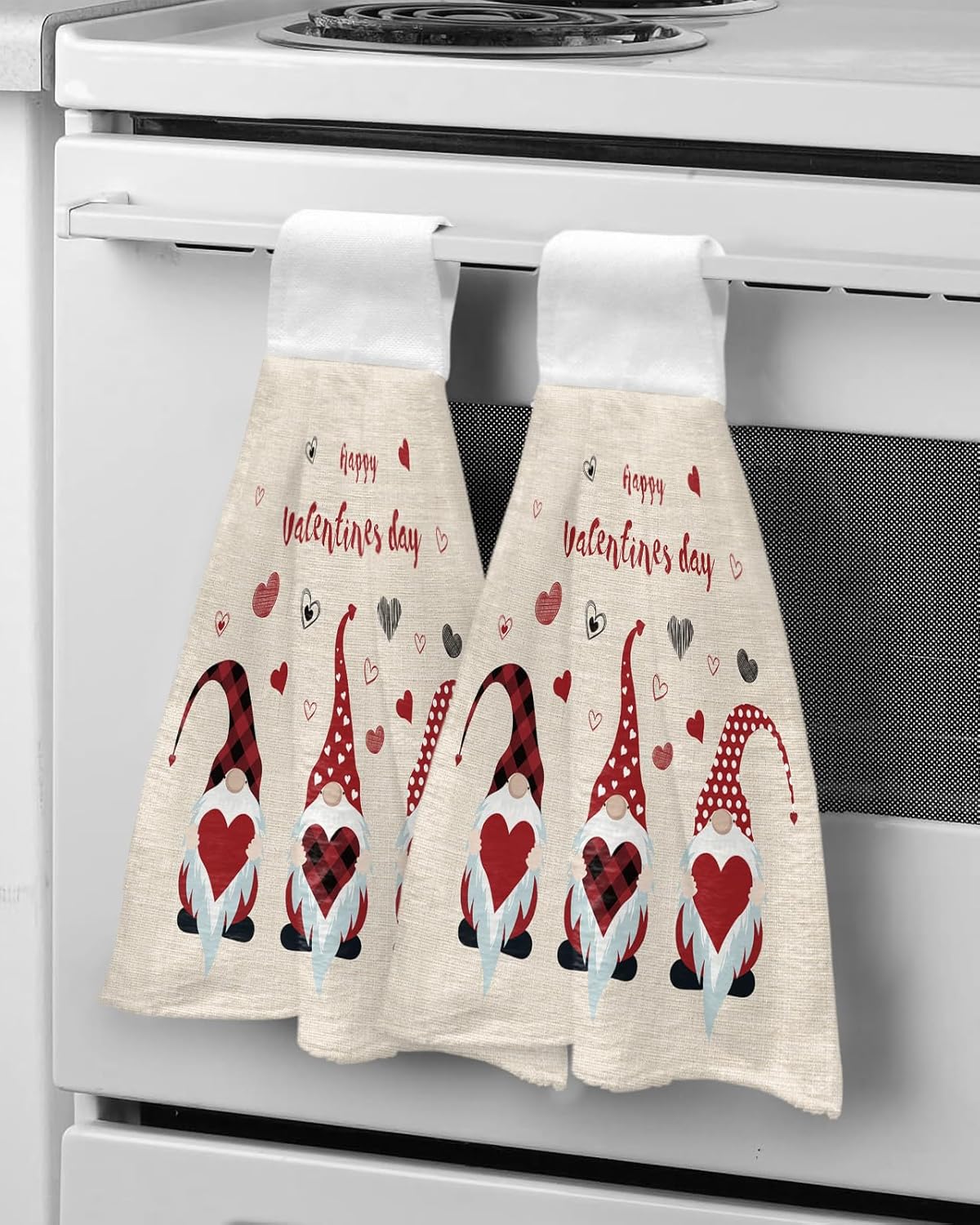 Valentines Day Kitchen Towels with Love Hearts