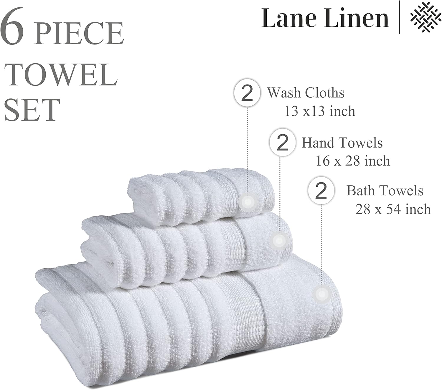 Luxury 100 Cotton Bath Towels Set - Soft Absorbent Eco-Friendly