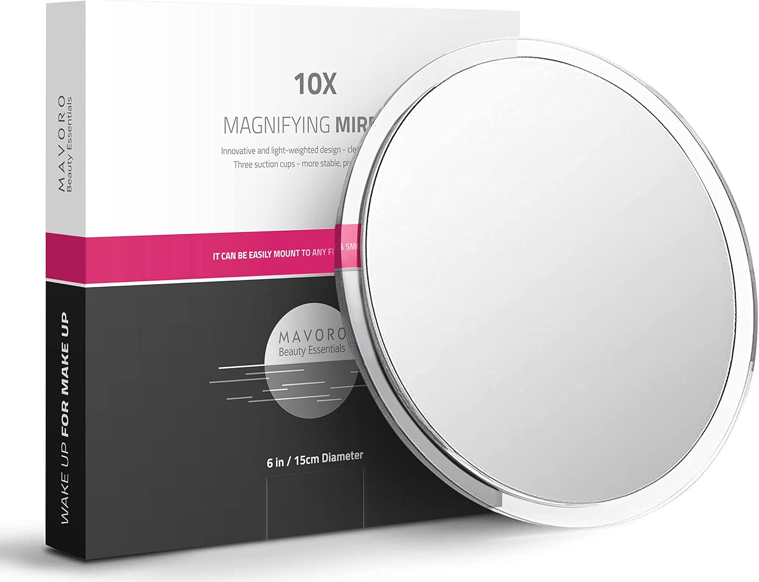 Mavoro Magnifying Mirror with Suction Cups - 10x Magnification