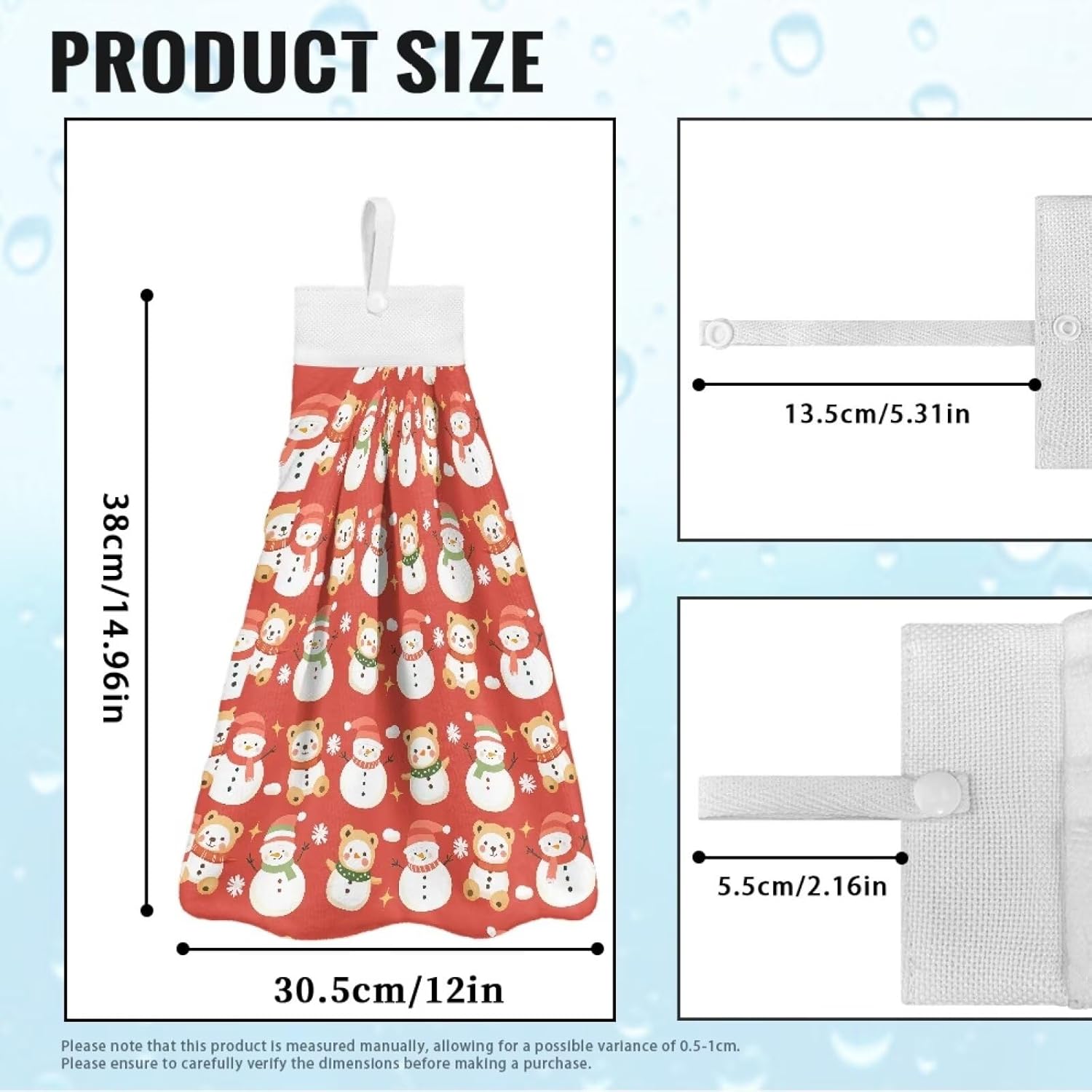 Three-Piece Snowman Christmas Bear Kitchen Hanging Towels Set