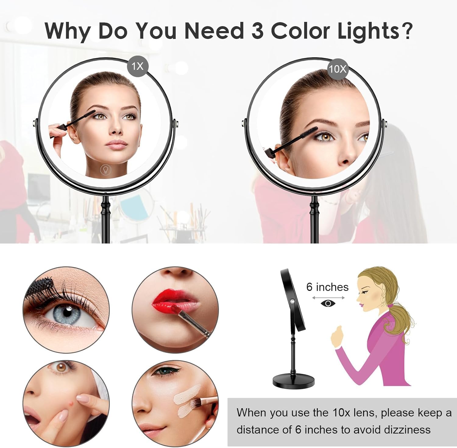 Lighted Double-Sided Makeup Mirror