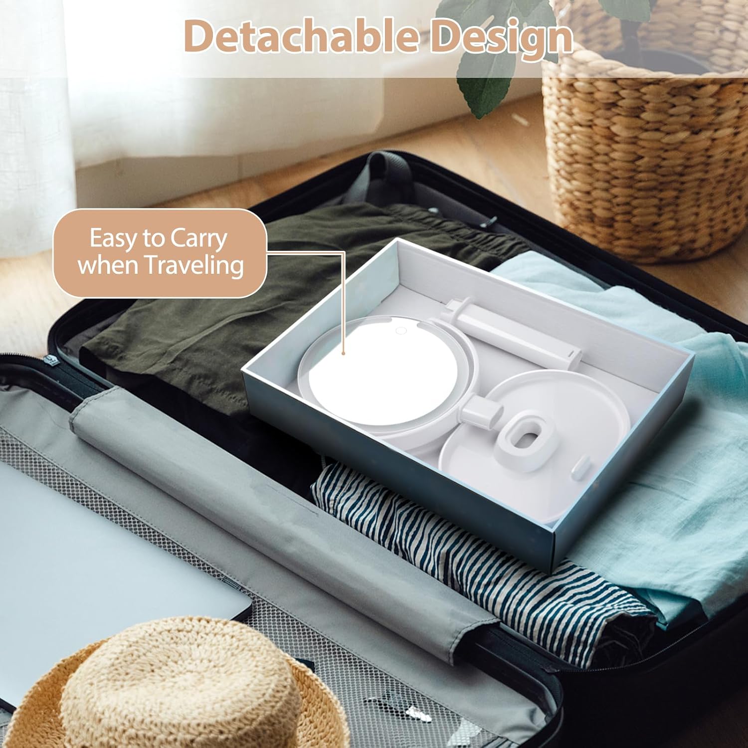 Lighted Makeup Mirror with Rechargeable 1X10X Magnification