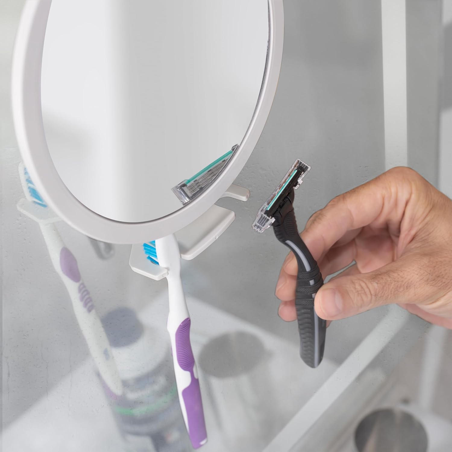 Adjustable Fog-Free Shower Mirror for Beards Mens Facial Hair