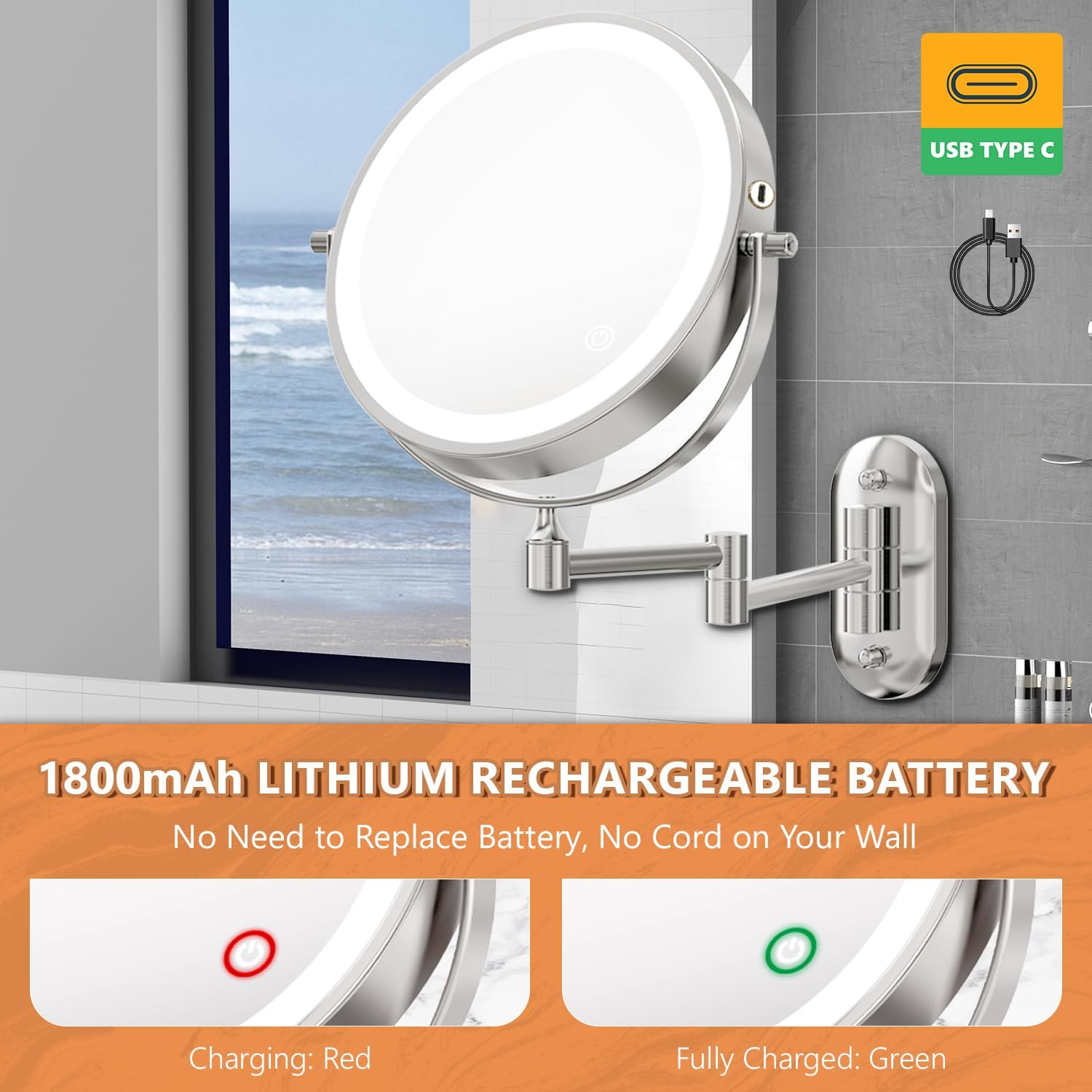 auxmir wall mounted makeup mirror