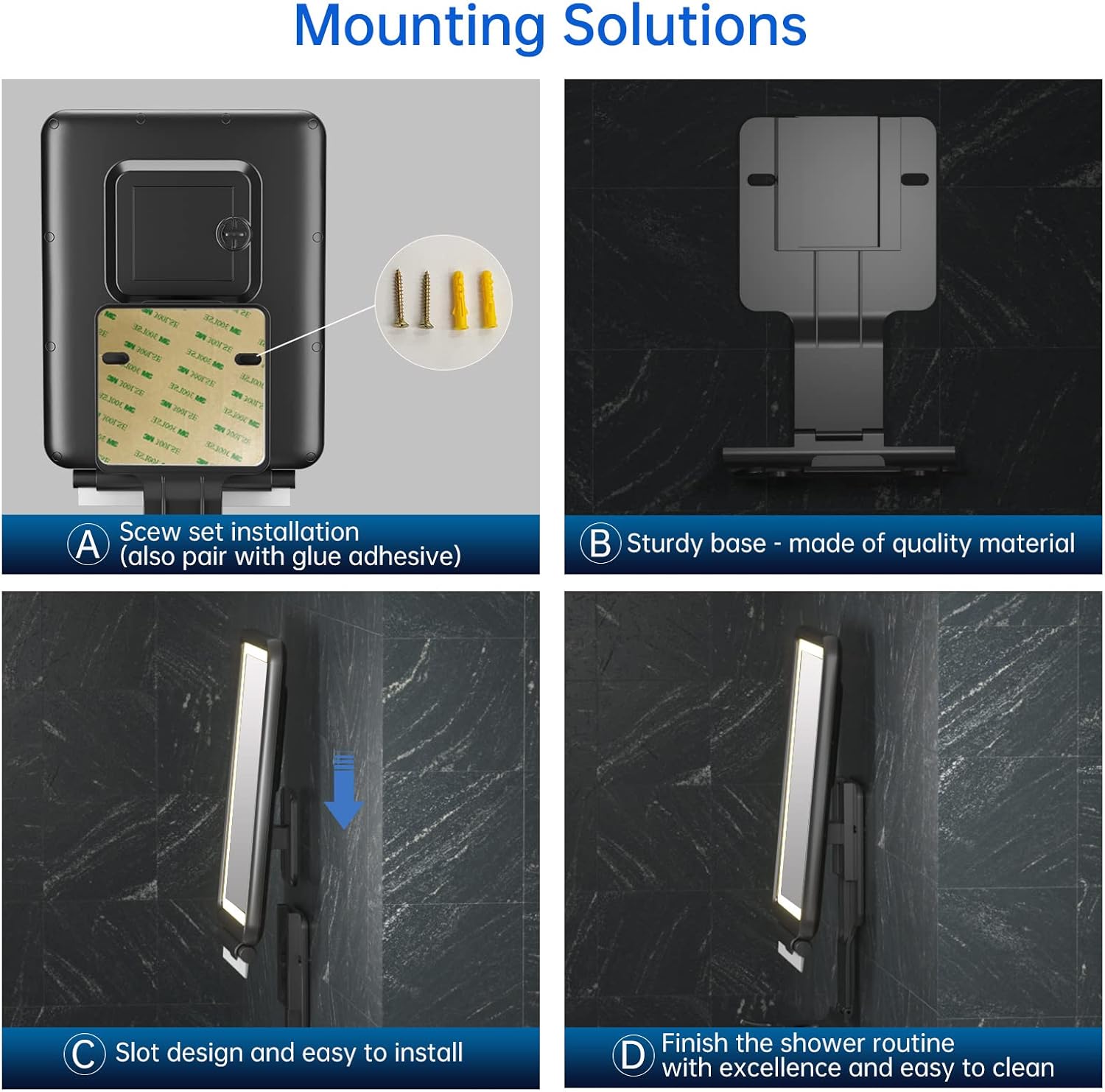 Fog-Free Shaving Mirror with Squeegee
