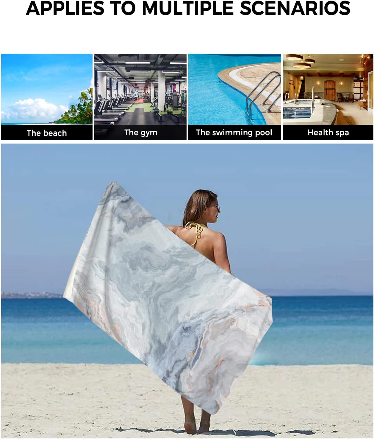 Chic Multi-Color Marble Bathroom Towels Set