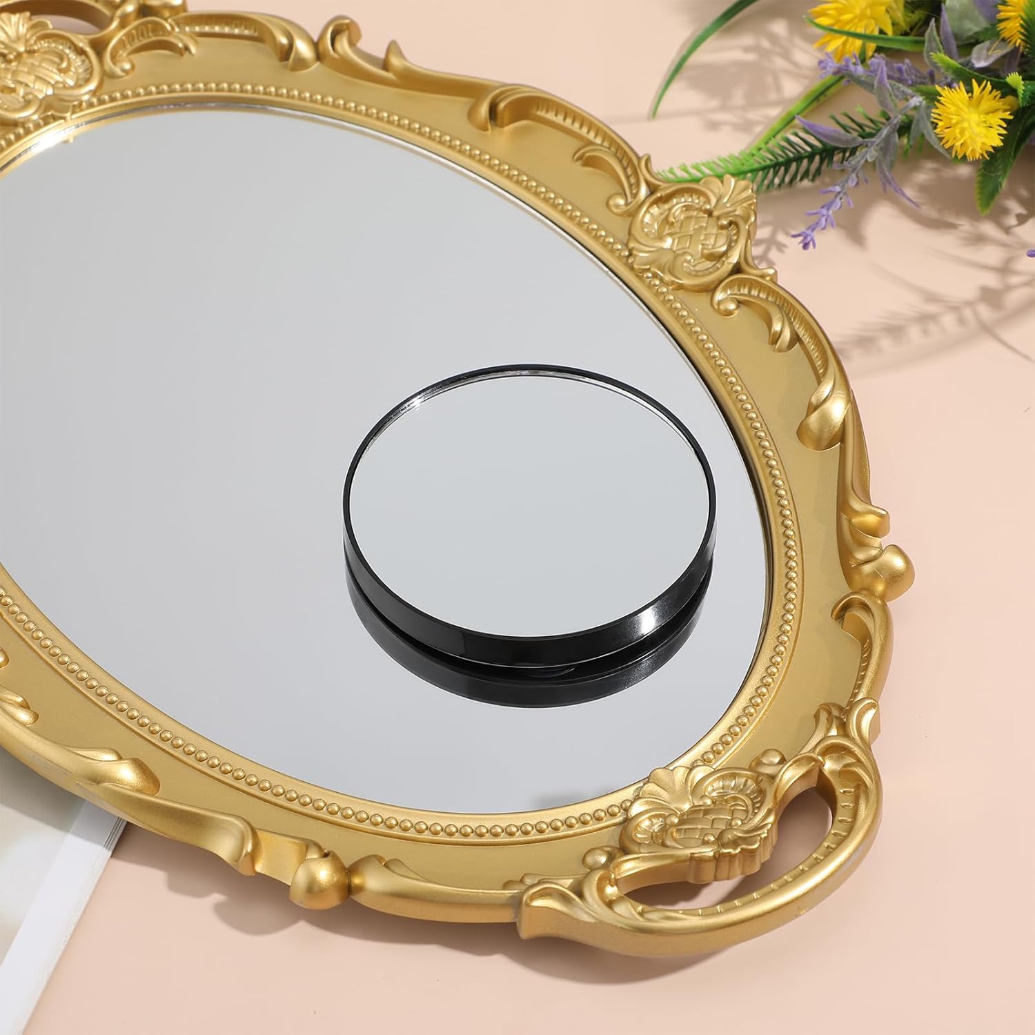 Luxshiny 5x Magnifying Mirror for Compact Use Space-Saving Durable