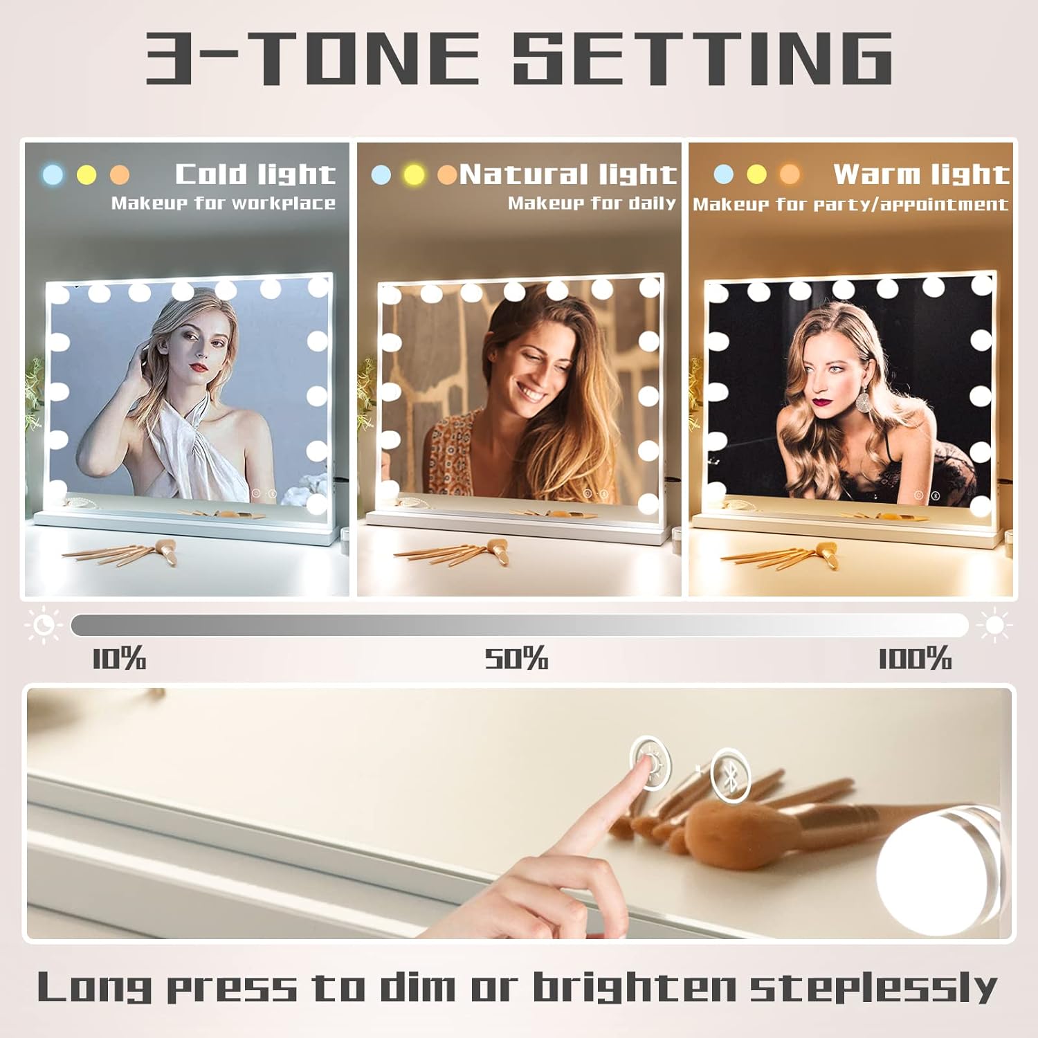 Cooleen 15-LED Vanity Mirror with Bluetooth USB Charging