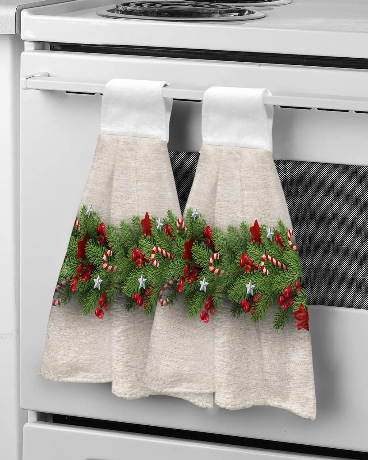 High-Quality Christmas Kitchen Towels with Festive Holly Candy Christmas Tree Design
