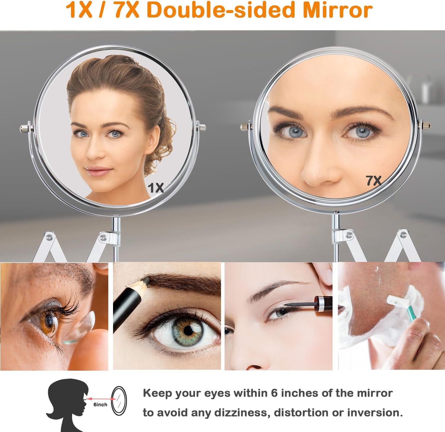 WELL WLINK 7-Inch Wall-Mounted Makeup Mirror 7X Magnification