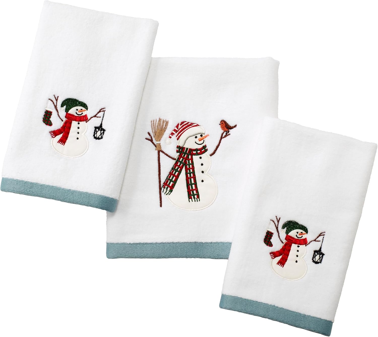 Avanti Linens Snowman Park Collection Fingertip Towels 2 Piece Set Multicolour