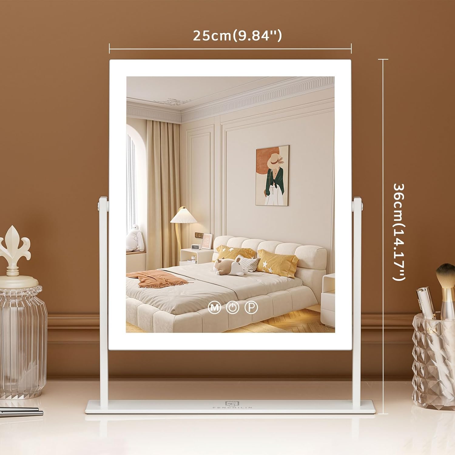 Fenchelin Smart Vanity Mirror with 360-Degree Rotation 144 LED Lights