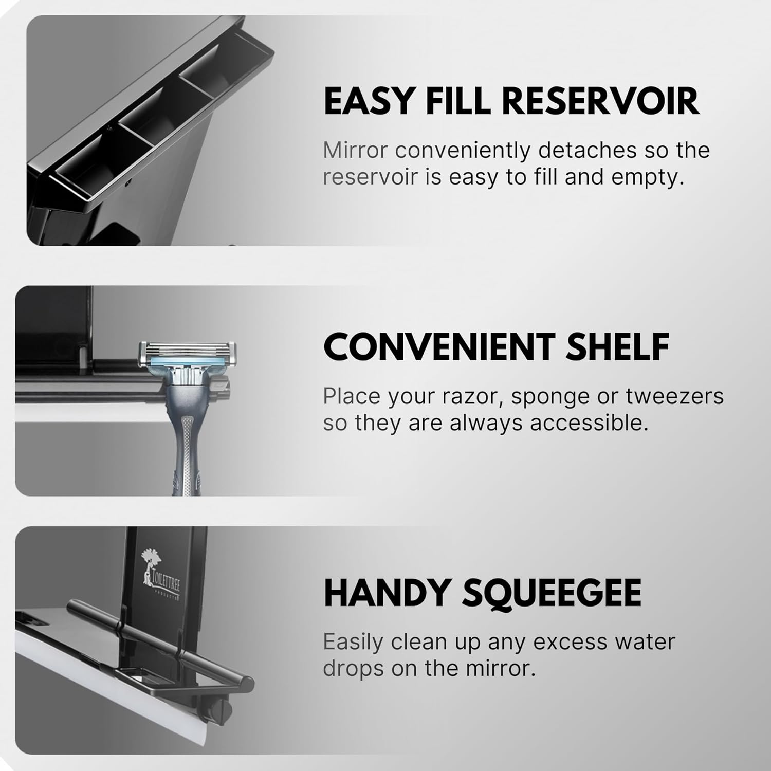 Toilet Tree BostaShowerFixer - Anti-Fog Adjustable Shower Mirror for Bathroom