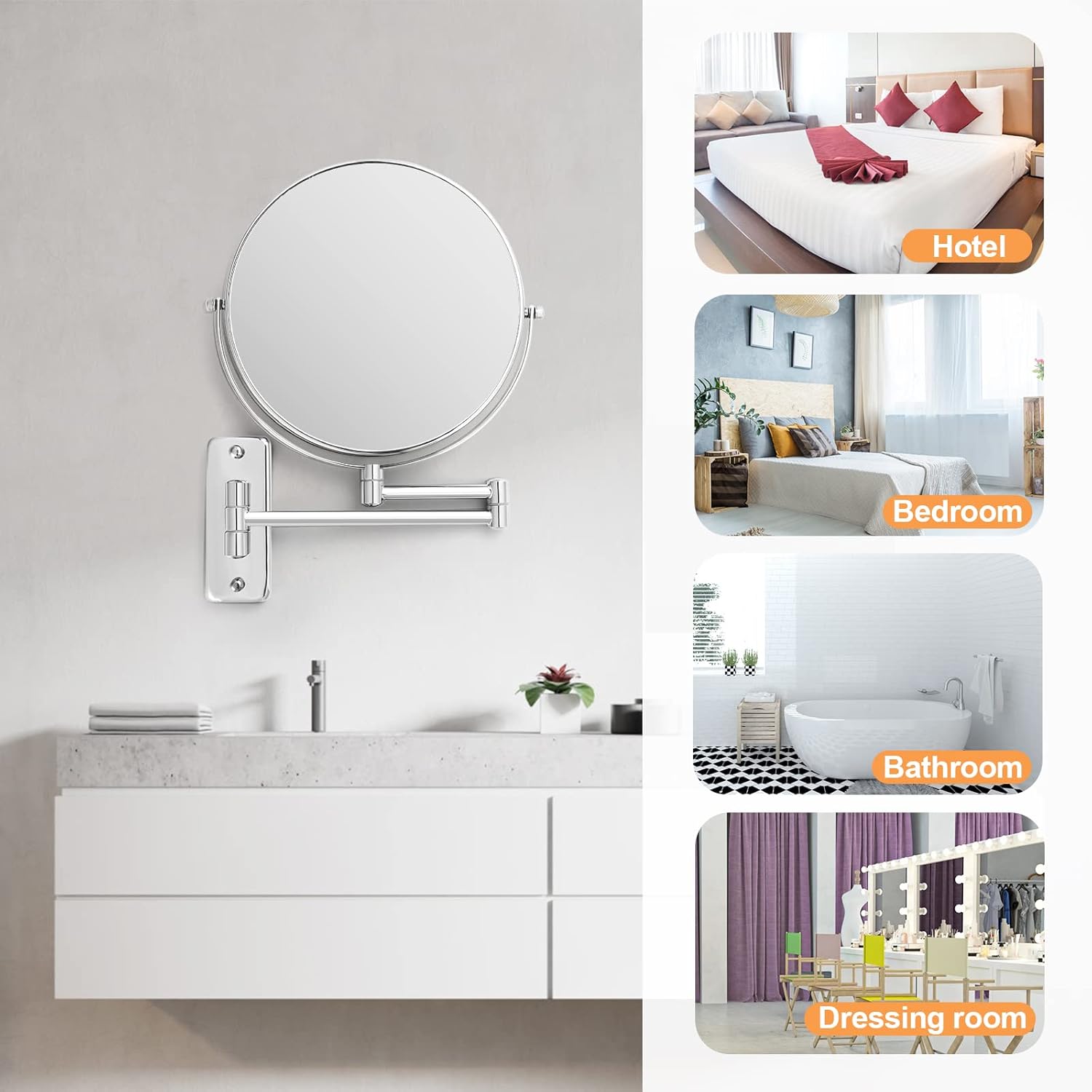 9-inch Chrome Bath Wall Makeup Mirror