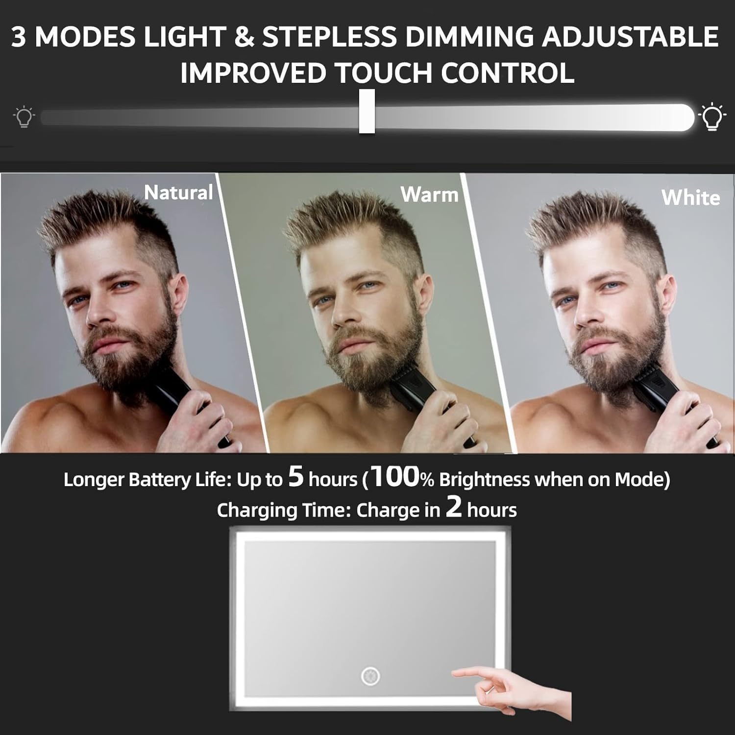 Vanexiss Rechargeable 3-Way Mirror for Personal Care