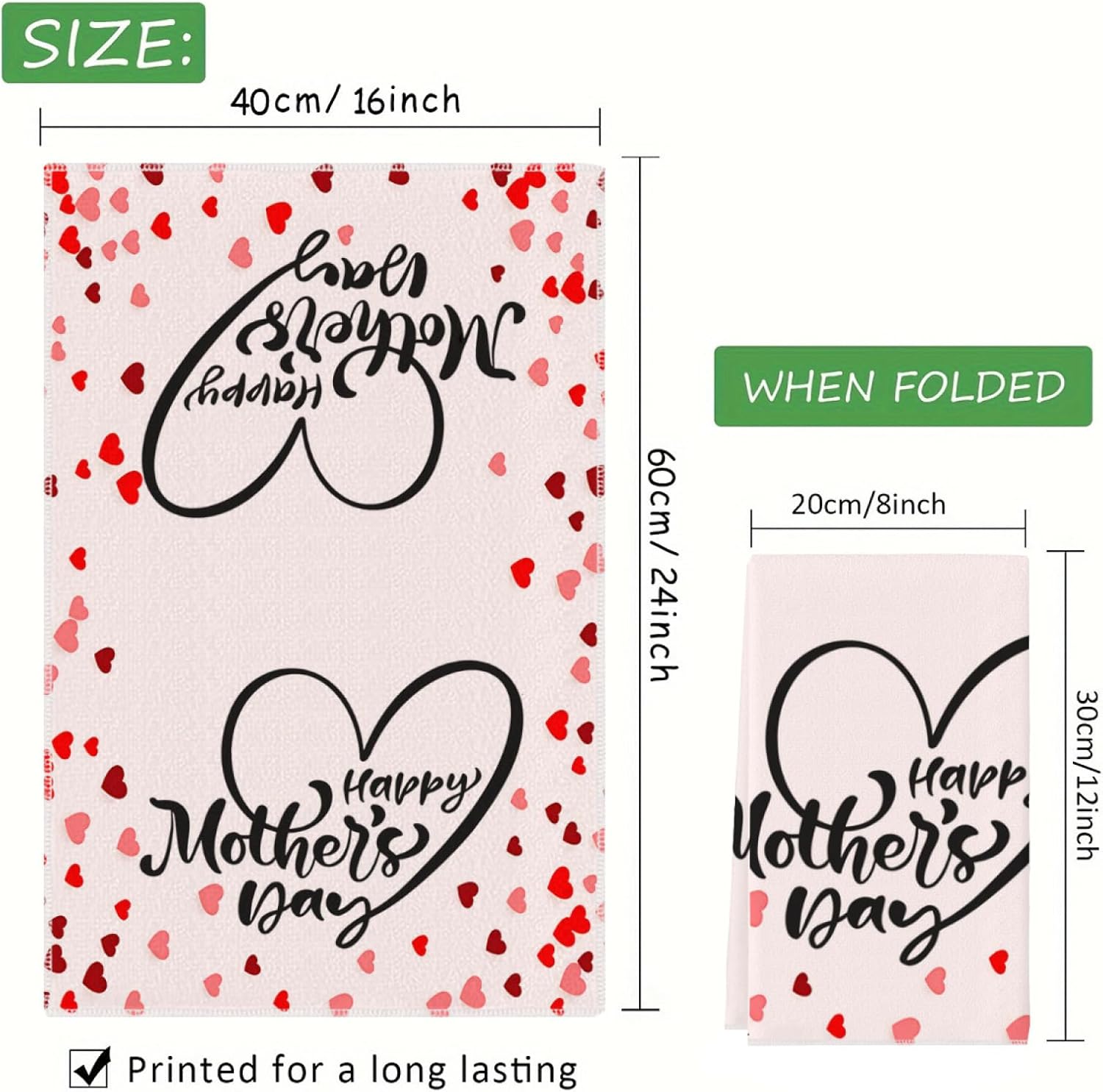 Happy Mothers Day Dish Towels Kitchen Towels 16x24 inch Set Absorbent