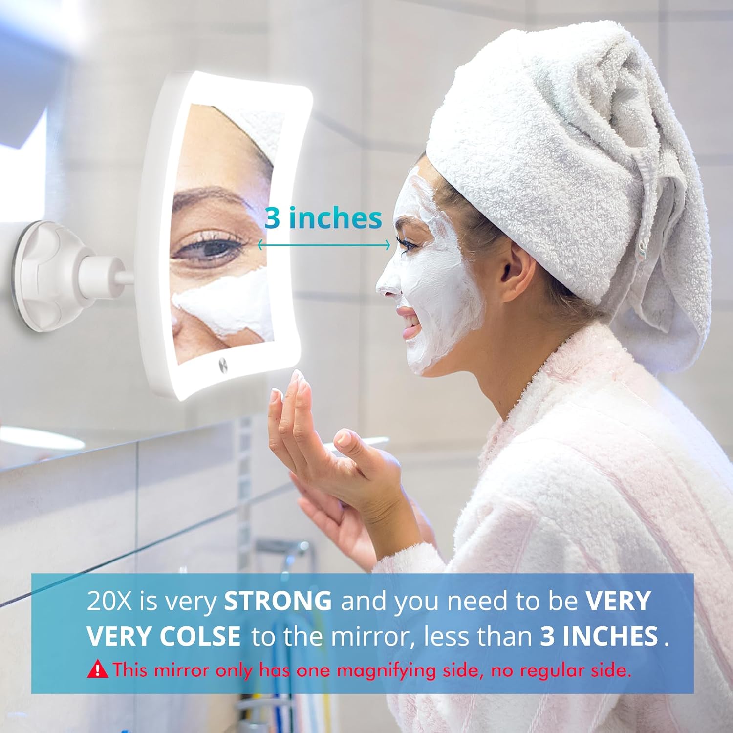 Fabuday 20X Magnifying Mirror with LED Light for MakeUp Skincare