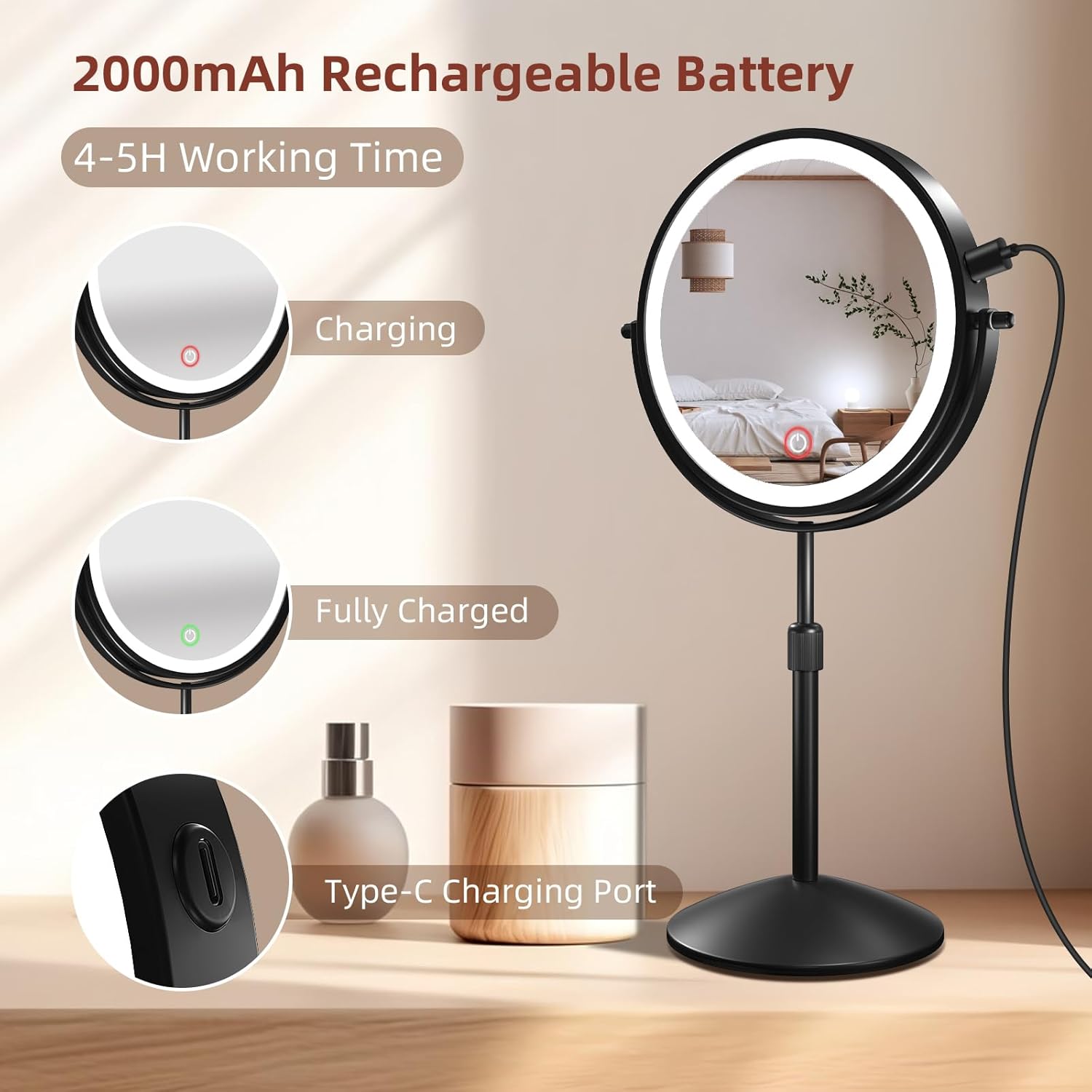 Omobolanle 8 Lightweight Makeup Mirror with LED Lights for Women