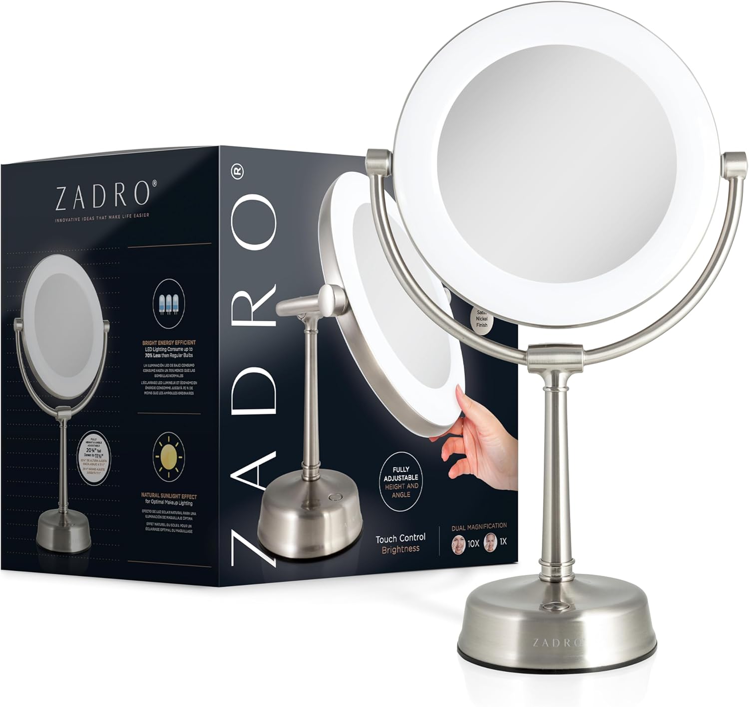 UltimateLED-Backed Makeup Mirror with 10X Swivel and Dimmable Light