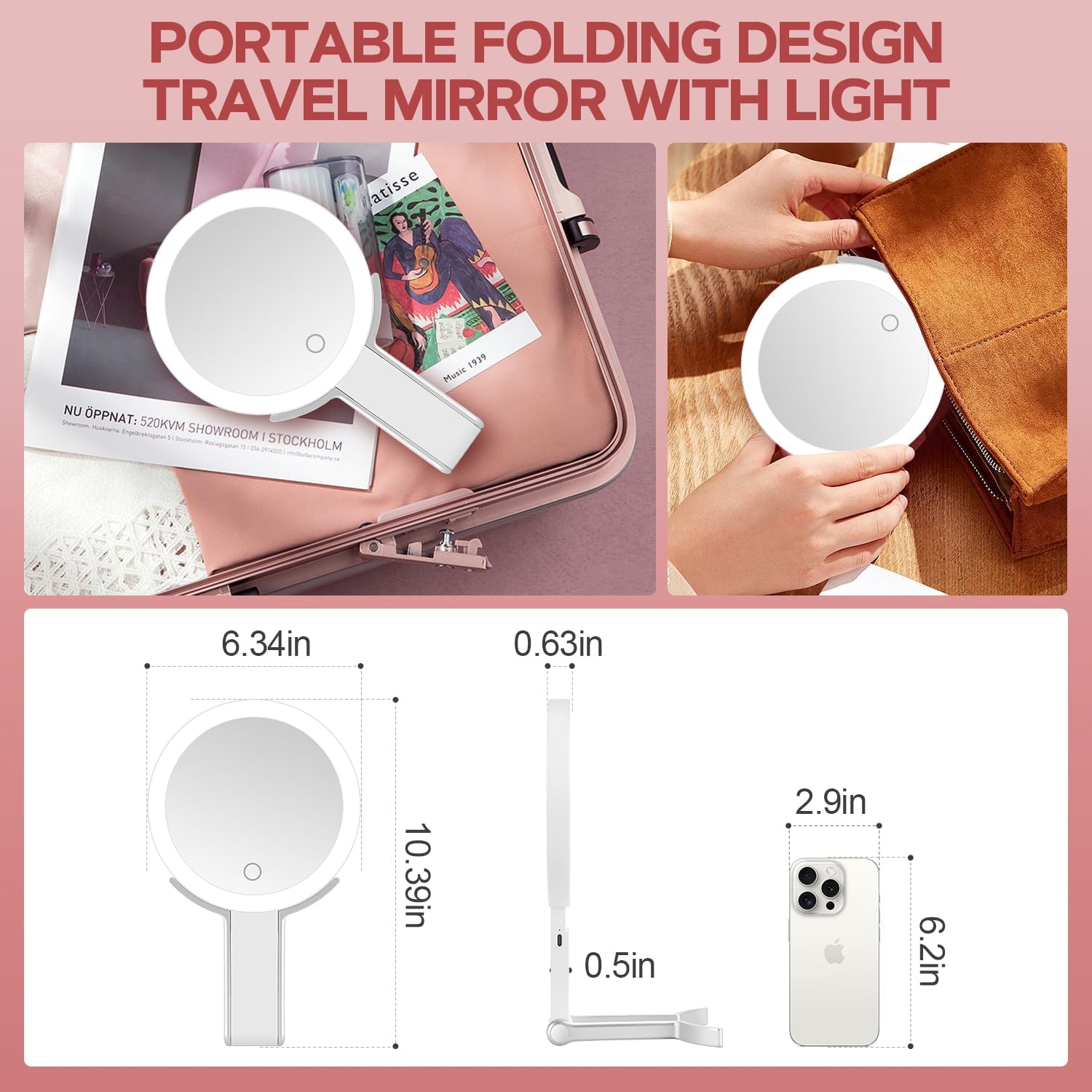 30x Magnifying Vanity Mirror Travel Makeup Mirror