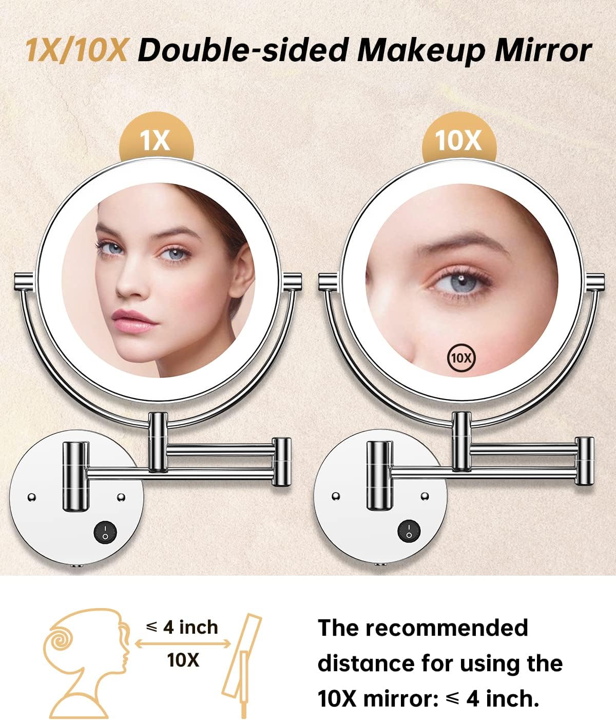 HD 10X Double-Sided Magnifying Mirror for Shaving Makeup