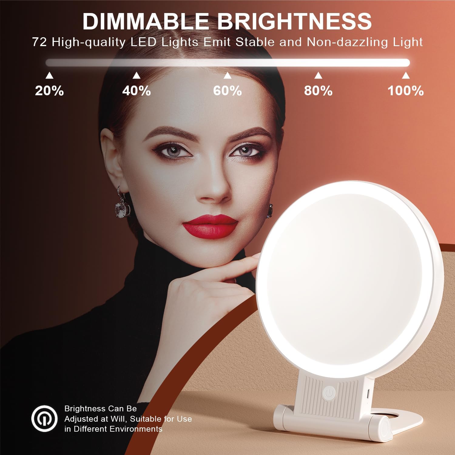 1X30X Double Sided Magnifying Mirror with Light Adjustable Handles