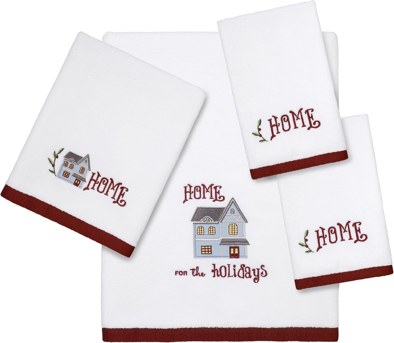 AvantiLinens Christmas-Themed Fingertip Towels 2 Piece Set White