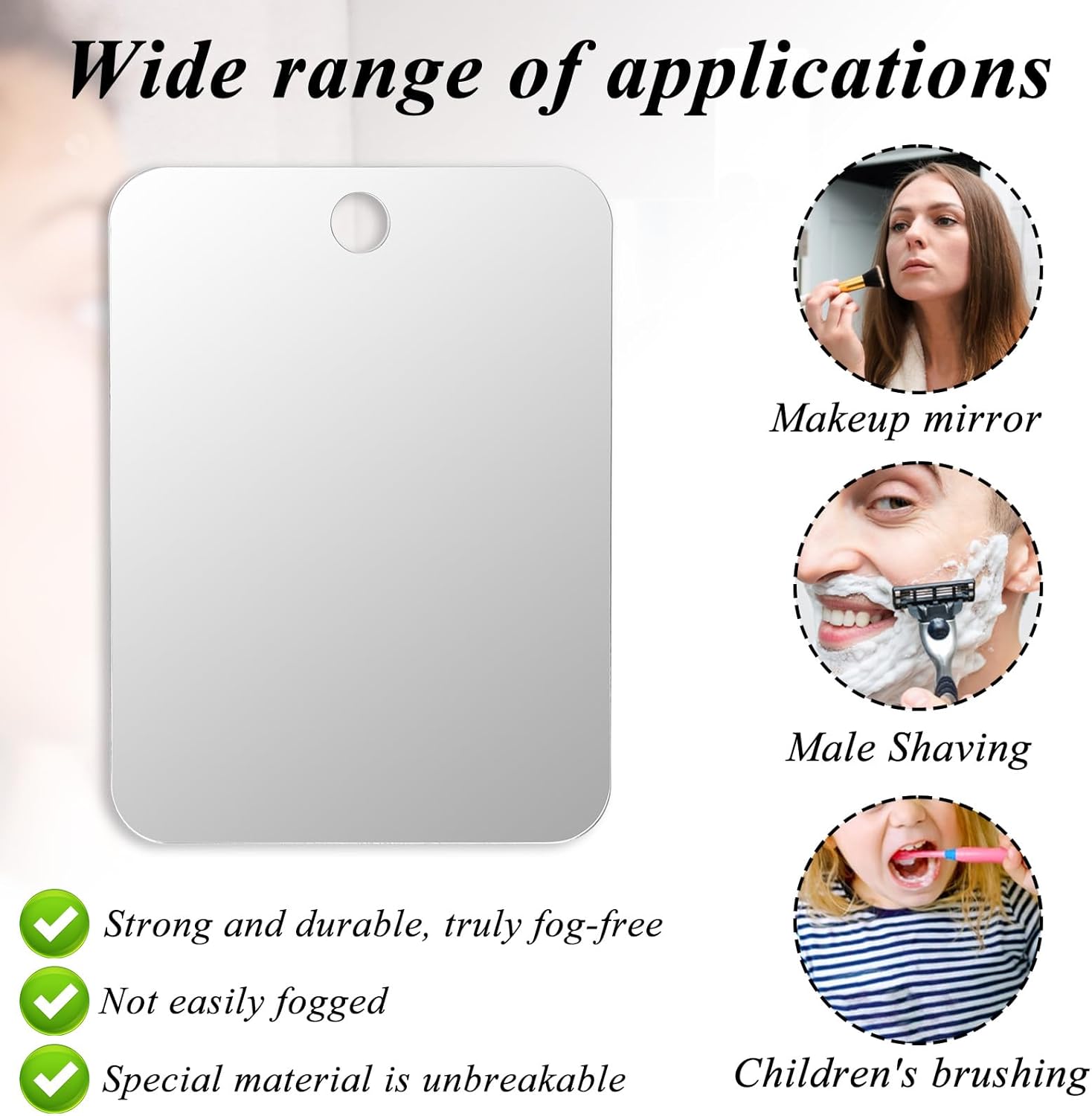 Anti-Fog Shower Mirror for Shaving - Shatterproof Portable Design