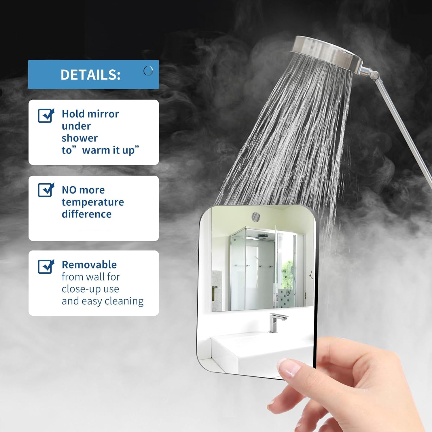 QueGau Unbreakable Showers Mirrors Portable 108x78 in