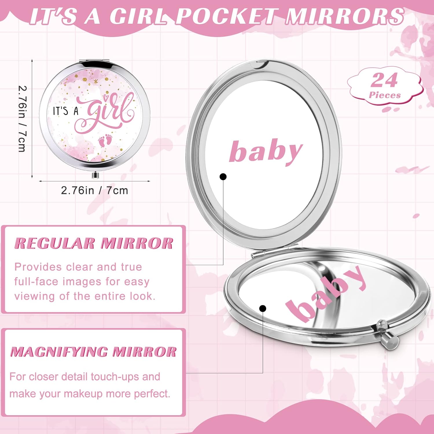 Wesiti Baby Shower Compact Mirror Favors