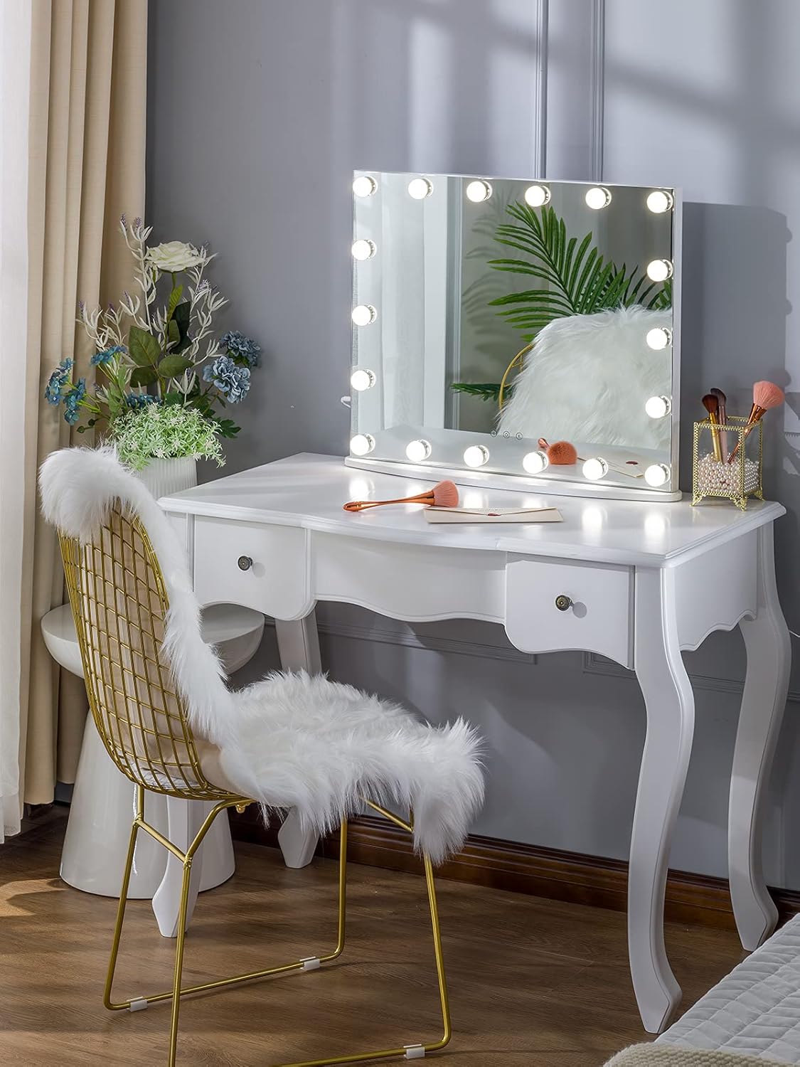 Experience Ultimate Beauty LUXFURNI Hollywood Vanity Mirror with Smart Lighting