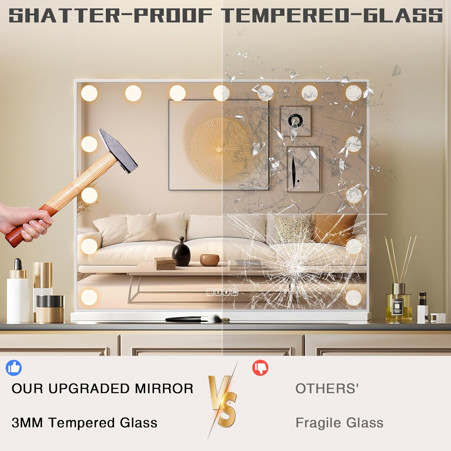 Cooleen 15-LED Vanity Mirror with Bluetooth USB Charging