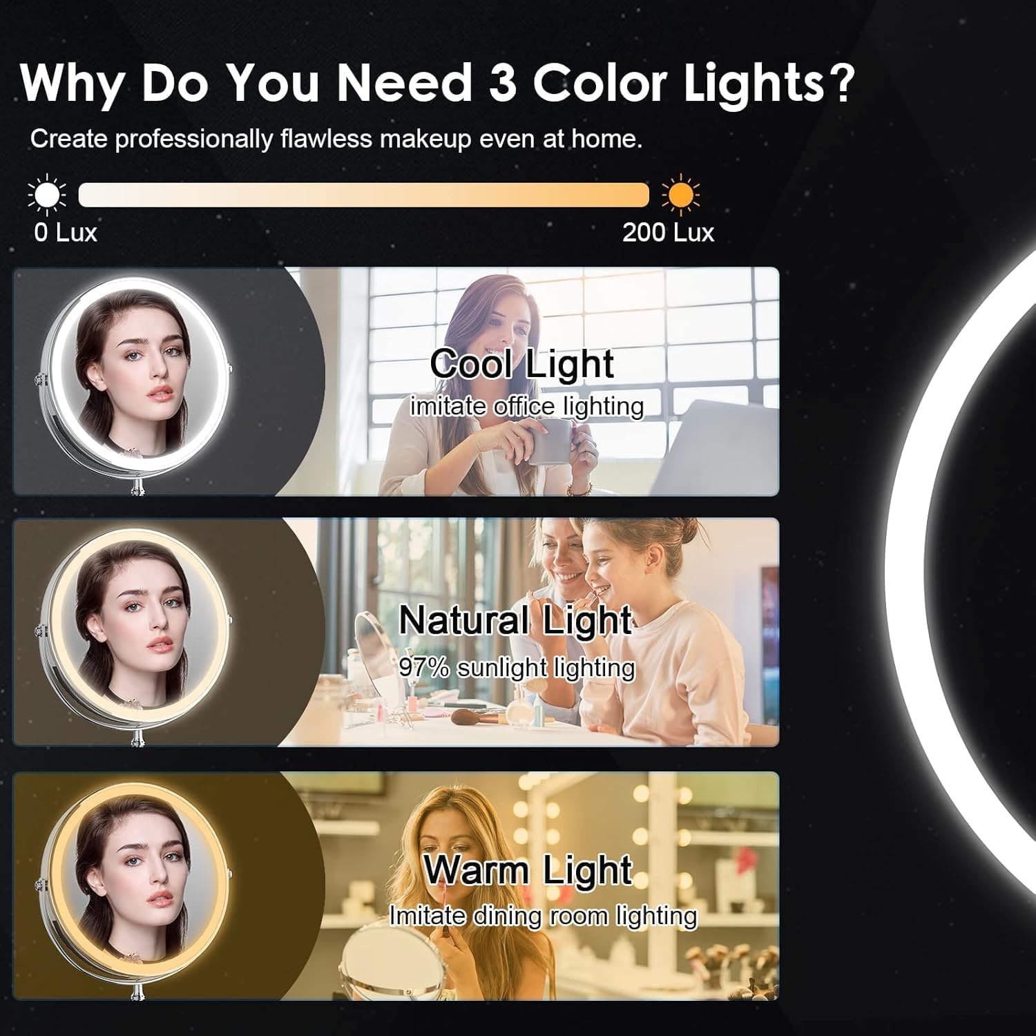 Lighted Makeup Mirror Charged