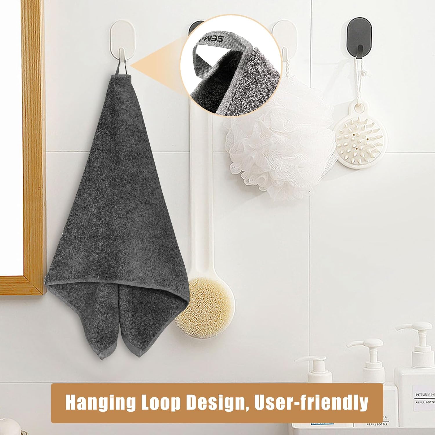 SEMAXE Grey Washcloth Set