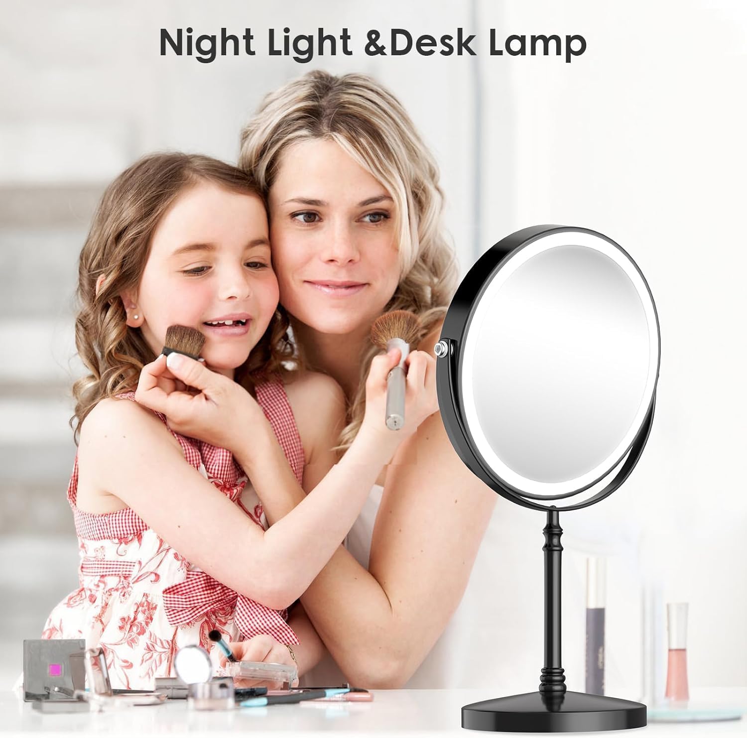 Lighted Double-Sided Makeup Mirror
