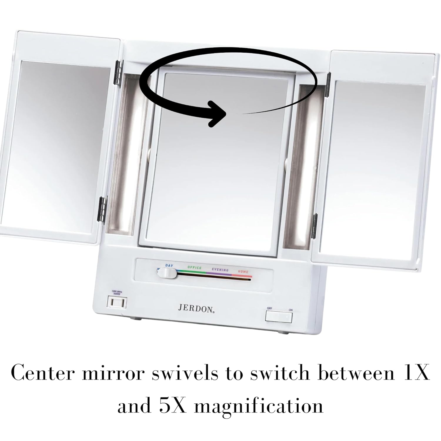 JERDON Tri-Fold Two-Sided Makeup Mirror