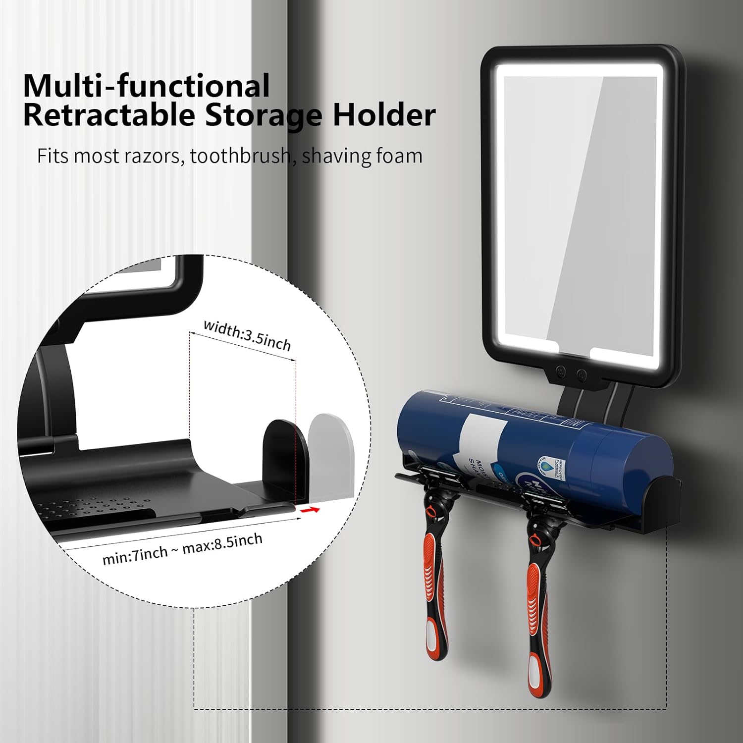 JJhxr Heated Fogless Shower Mirror for Shavers