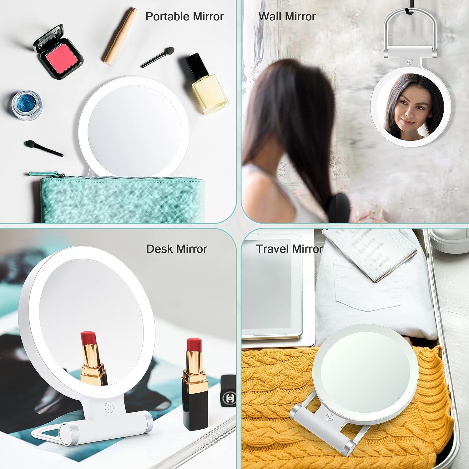 Double-Sided Travel Magnifying Mirror with 20X LED Light