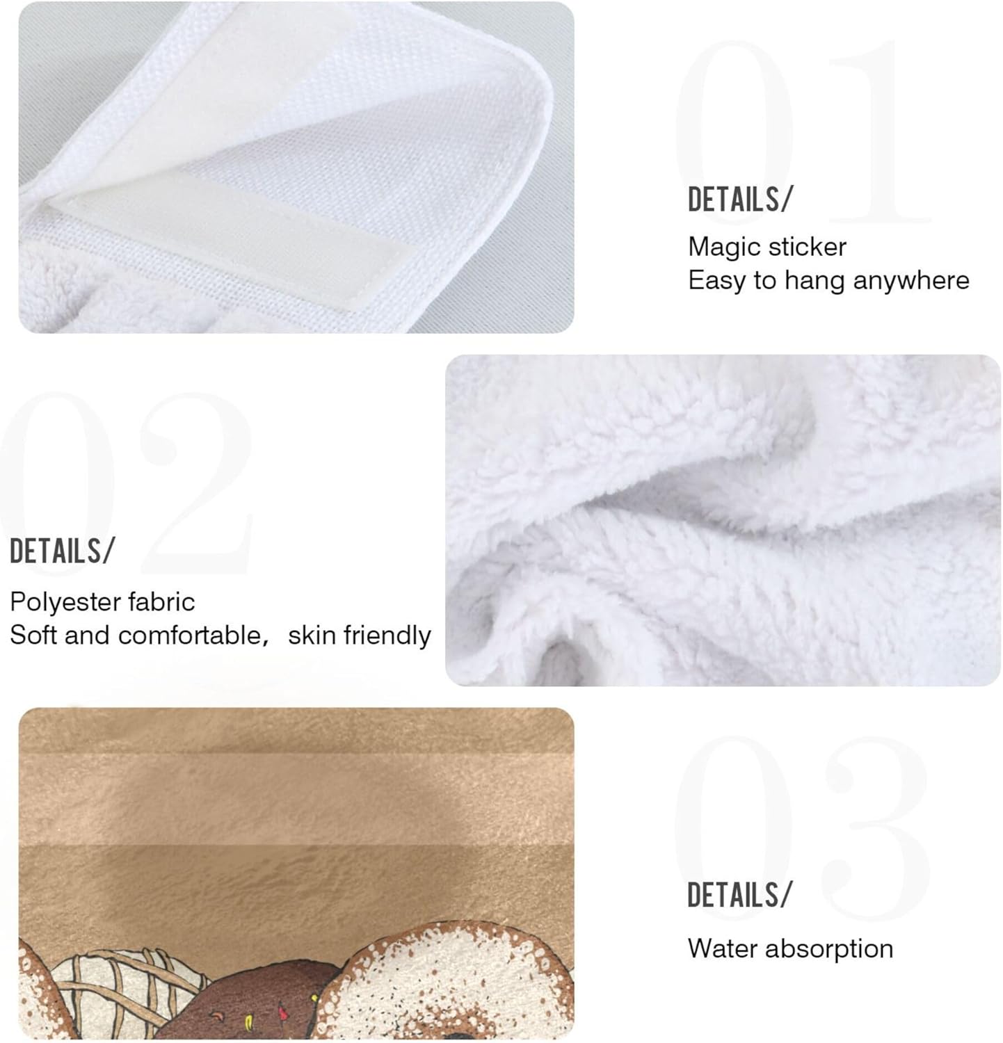 Seamless with Donut Kitchen Hanging Hand Towels