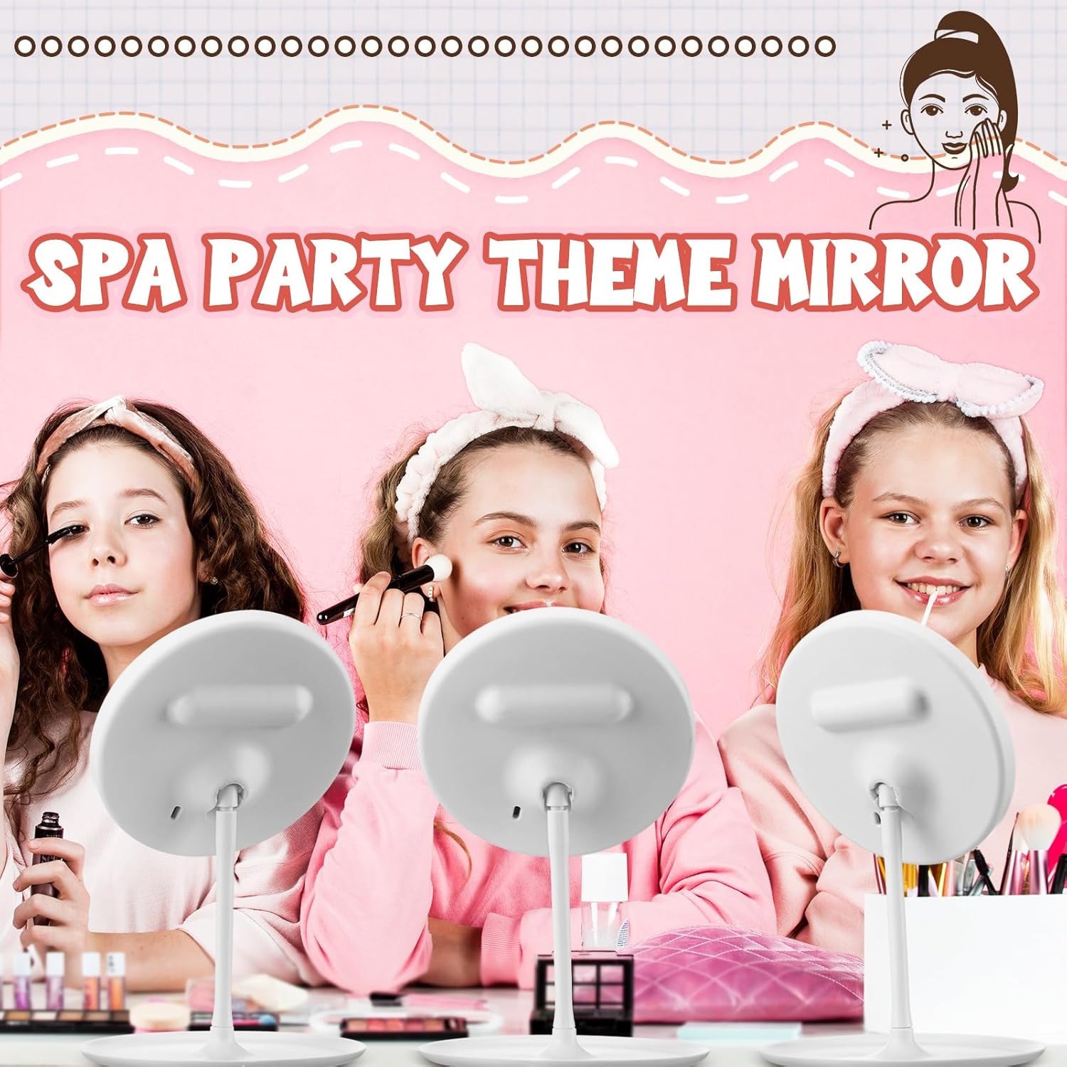6 Pcs Spa Party Mirror White