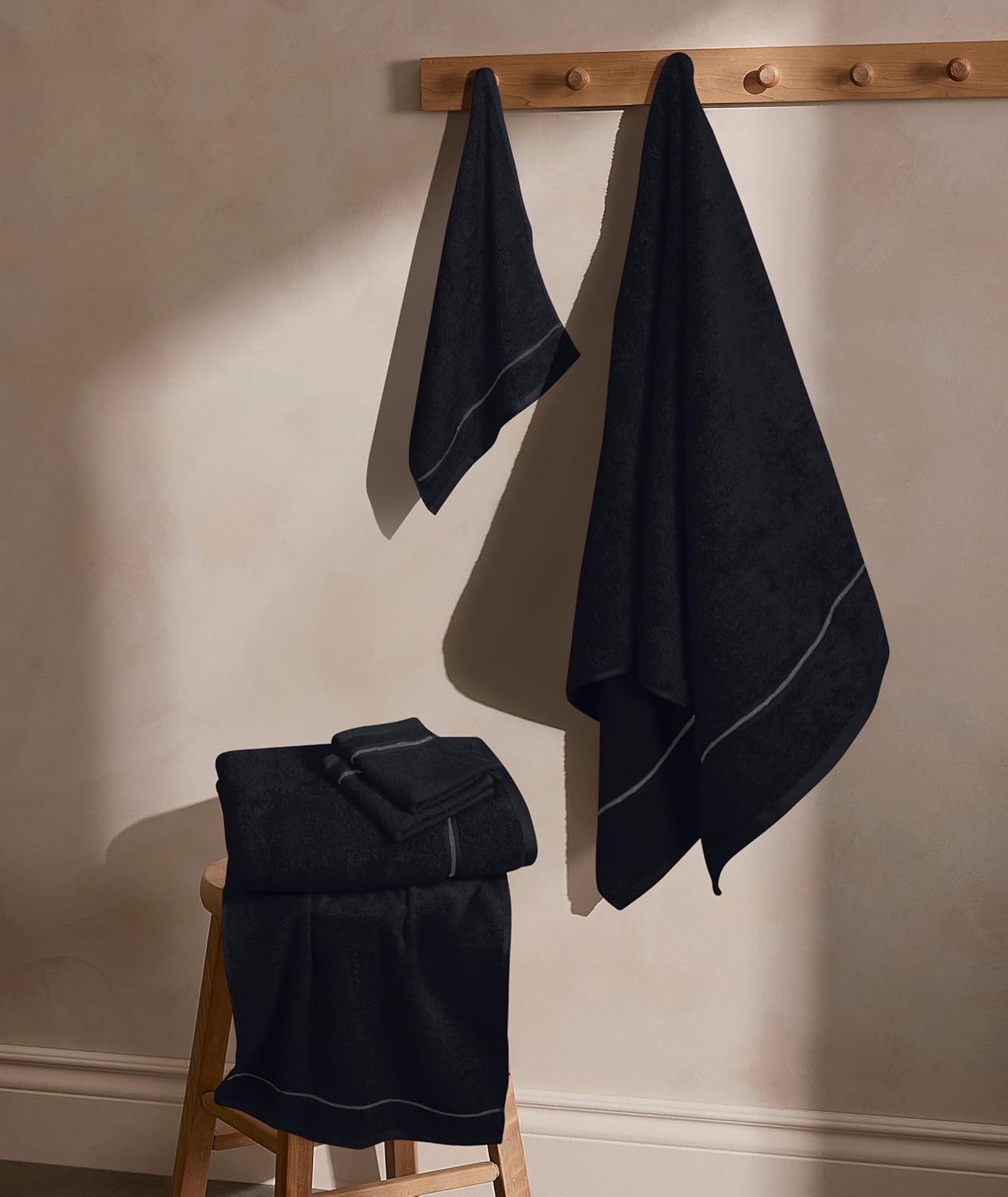 Stylish Ultra Soft 6-Piece Cotton Towel Set Black